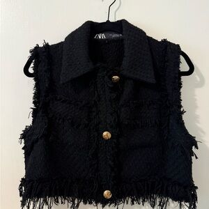 ZARA Black Tweed Cropped Tank
